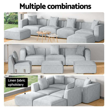 Artiss Modular Sofa Chaise Set 6-Seater - Grey