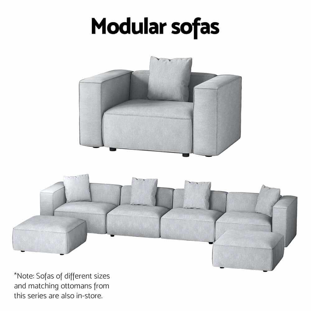 Artiss Modular Sofa Chaise Set 6-Seater - Grey