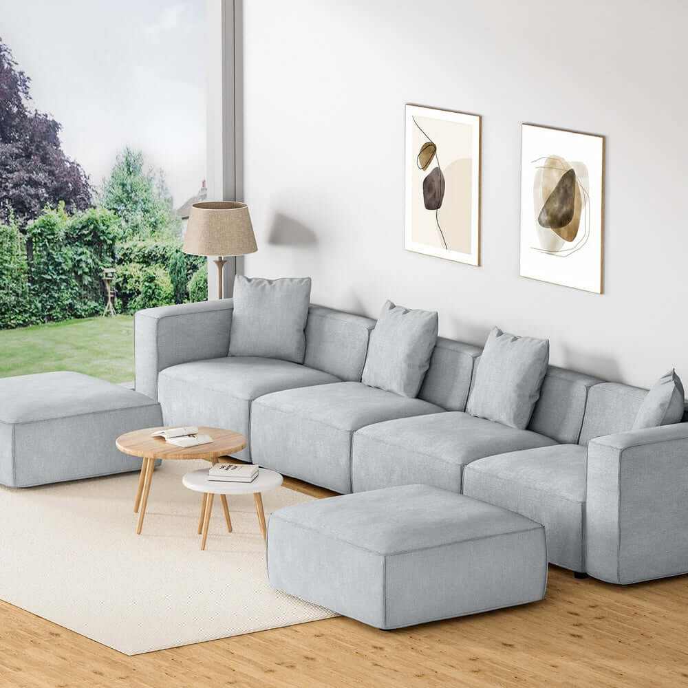 Artiss Modular Sofa Chaise Set 6-Seater - Grey