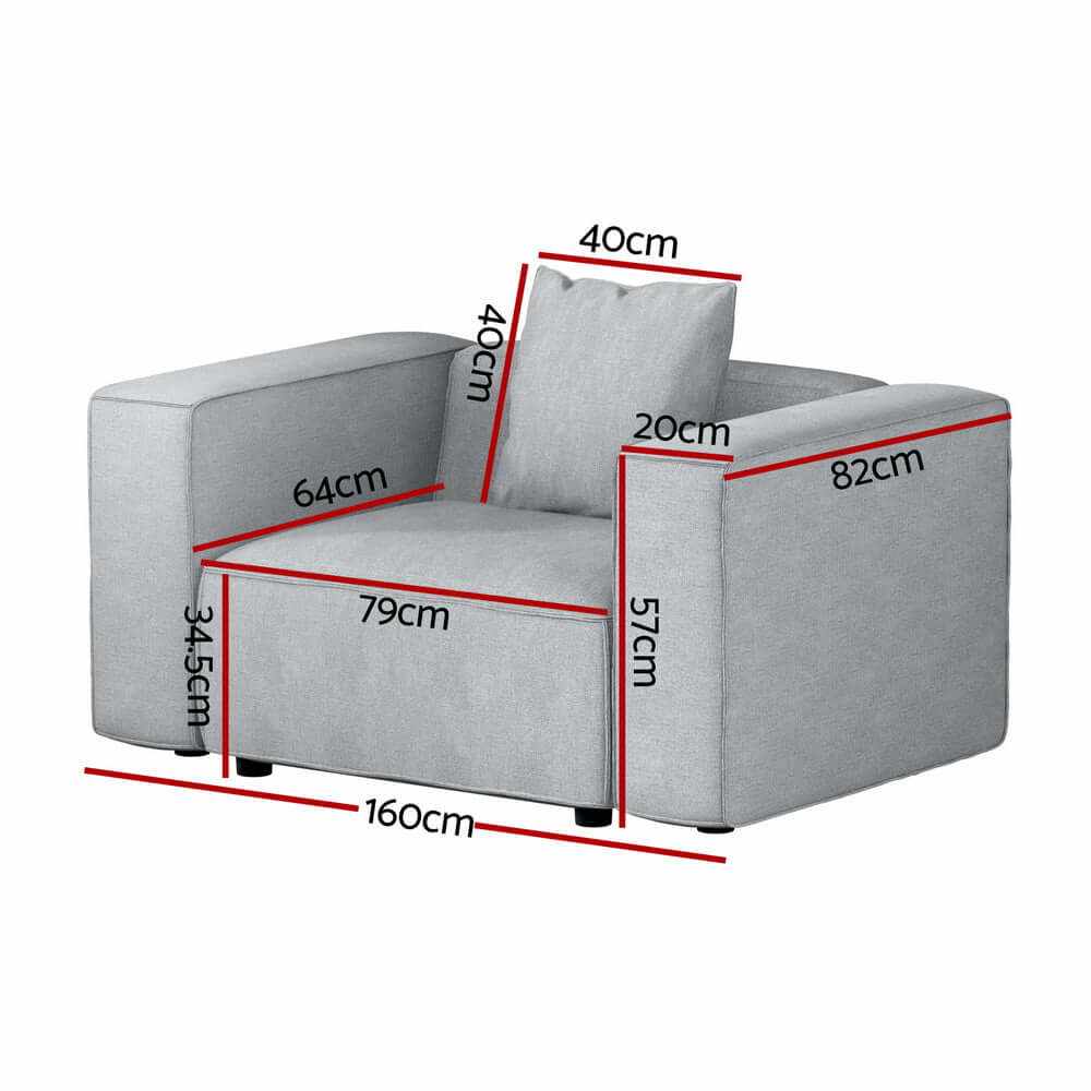 Alvin Modular One Seater Sofa - Grey