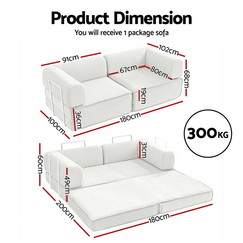 Artiss Convertible Folding Sofa Bed Beign