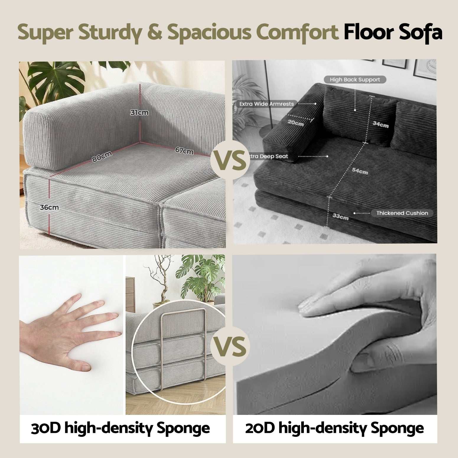 Artiss Convertible Folding Sofa Bed Grey