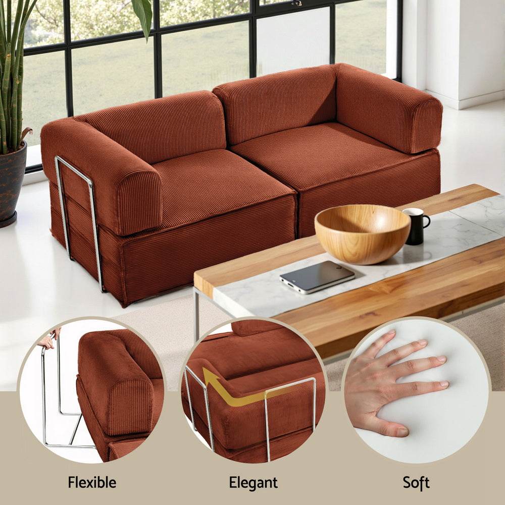 Artiss Convertible Folding Sofa Bed Orange