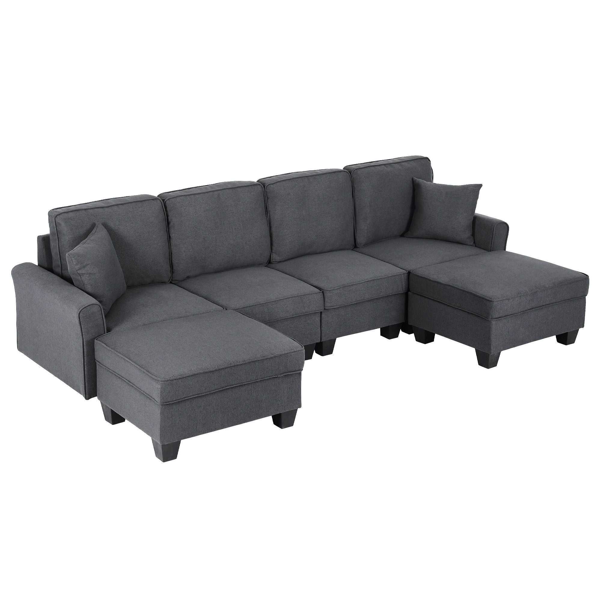 Artiss Modular Sectional U Shaped Storage Sofa Couches for Living Room Grey