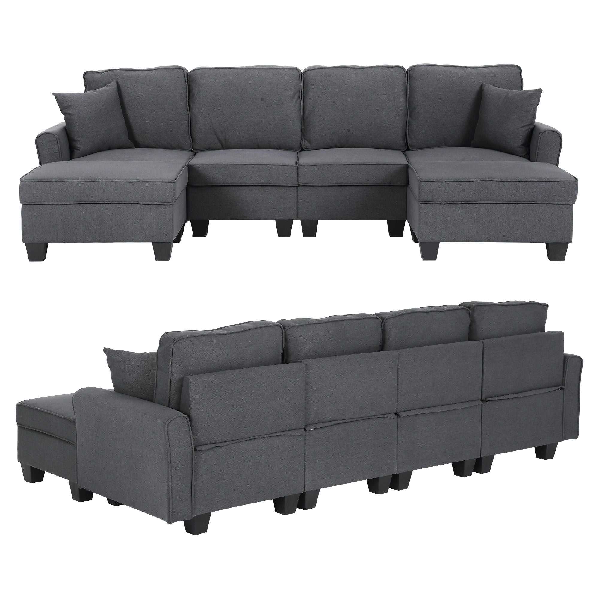 Artiss Modular Sectional U Shaped Storage Sofa Couches for Living Room Grey
