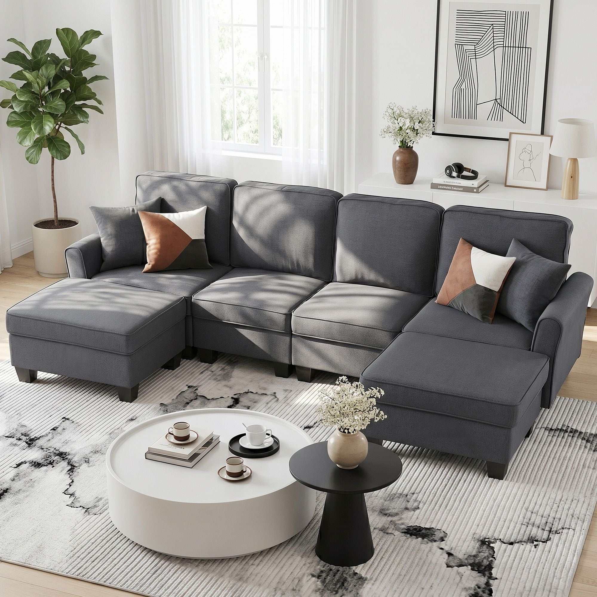 Artiss Modular Sectional U Shaped Storage Sofa Couches for Living Room Grey