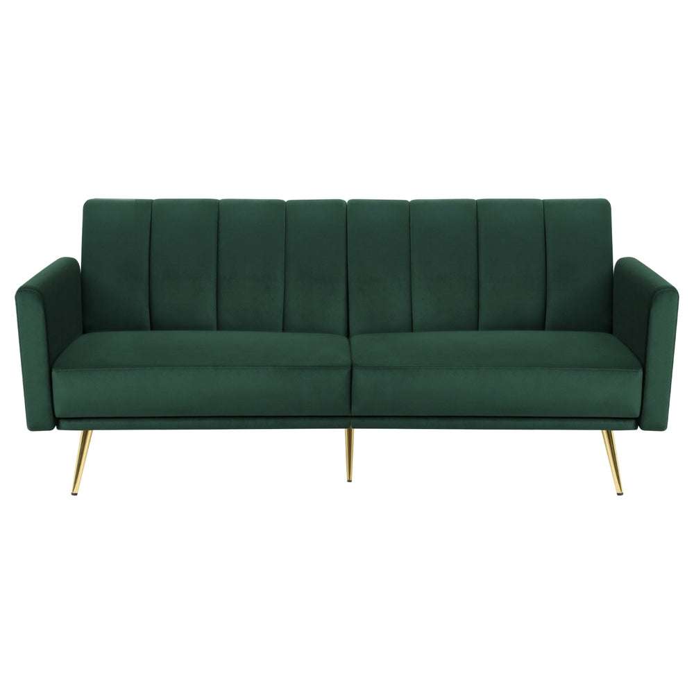 Artiss Sofa Bed 3-Seater Couch, Green Velvet, Adjustable Arm Recliner, Modern Style.