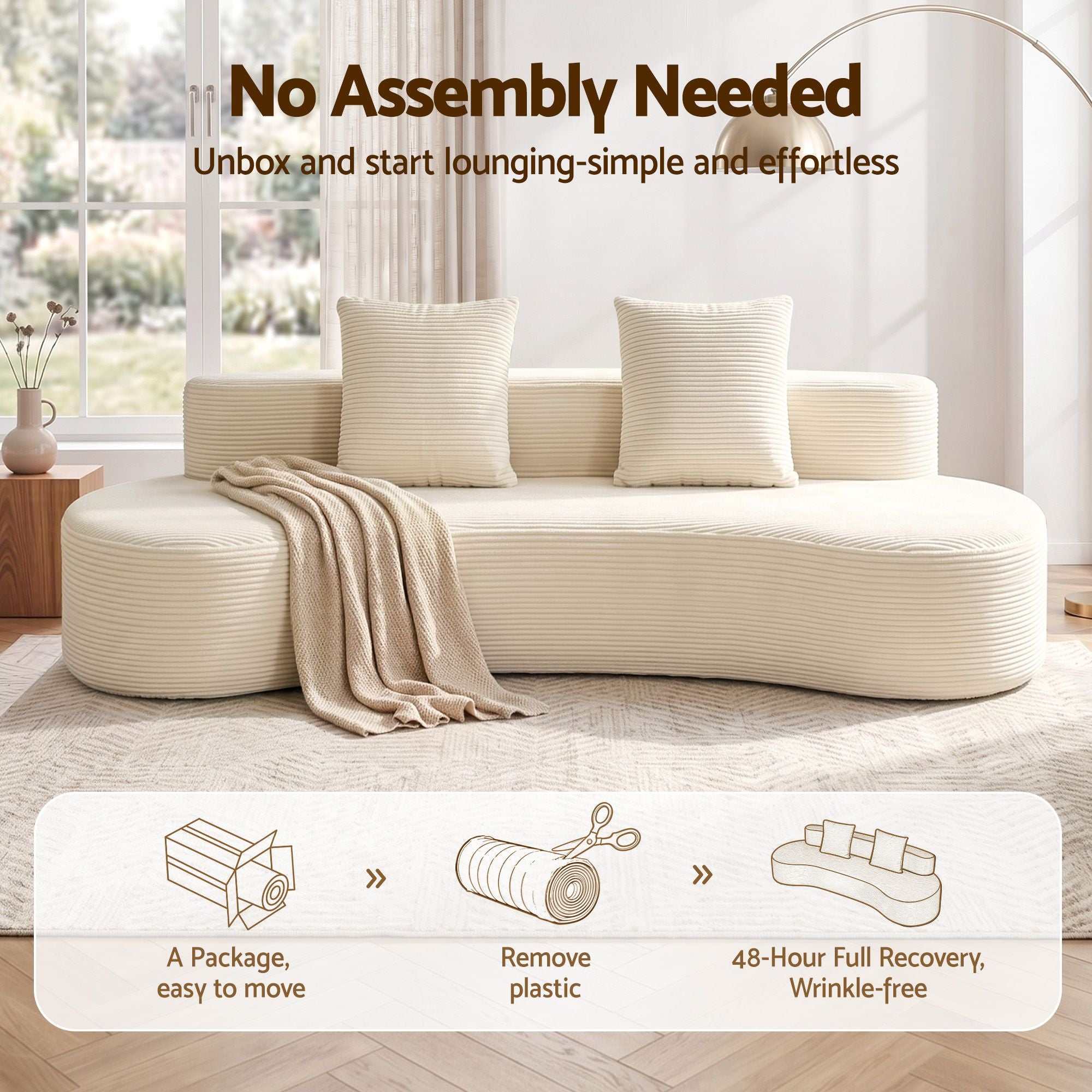 Artiss 228cm Modular Sofa Bed Sectional Boneless Couches for Living Room No Assembly Required