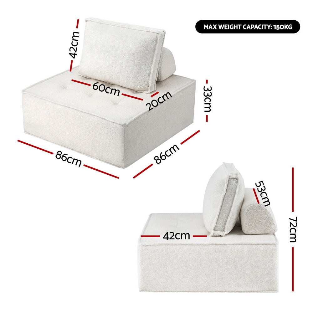 Artiss Floor Sofa Lounge Chair 4 Seater with Pillow
