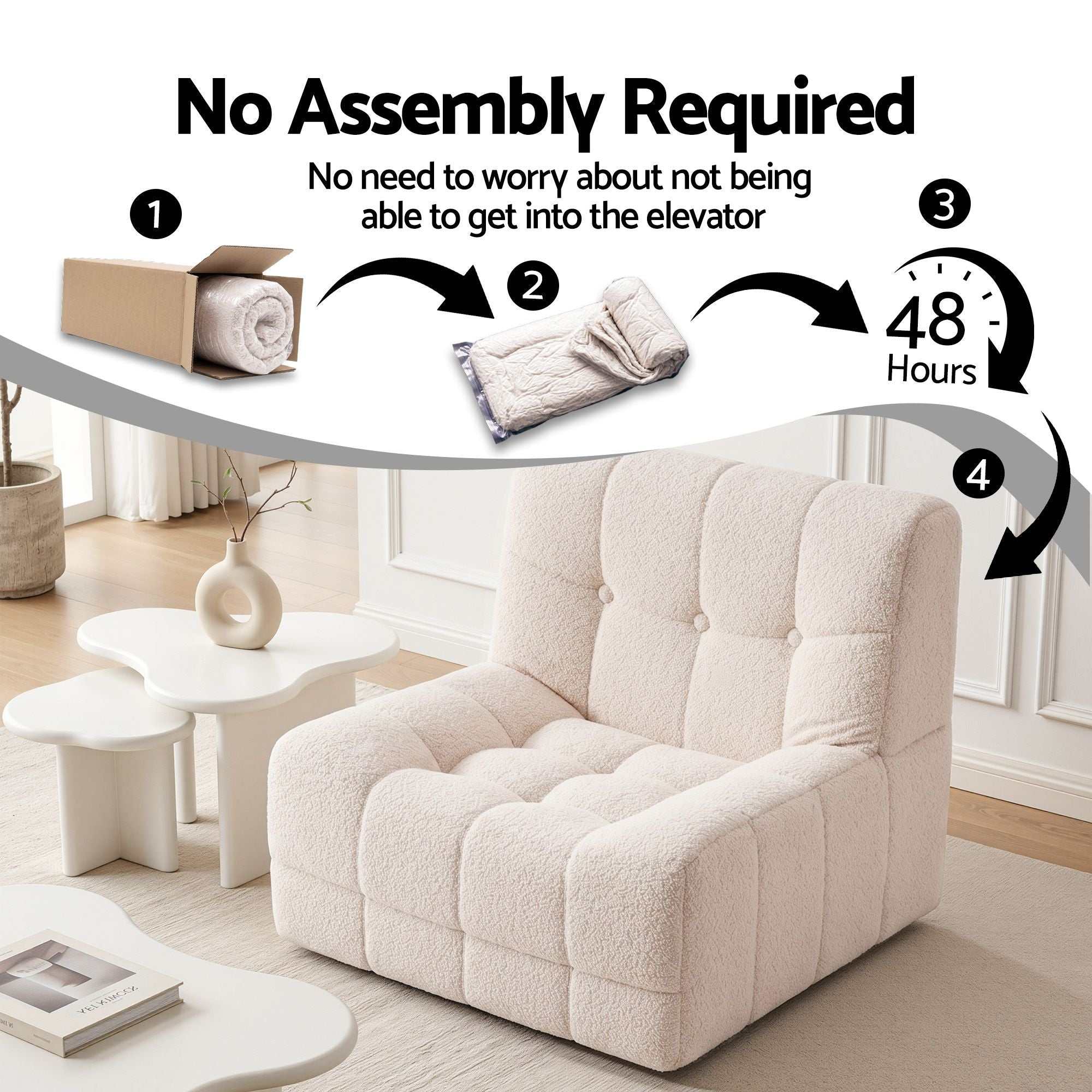 Artiss Set of 3 Sofa Modular Boneless Couches No Assembly White