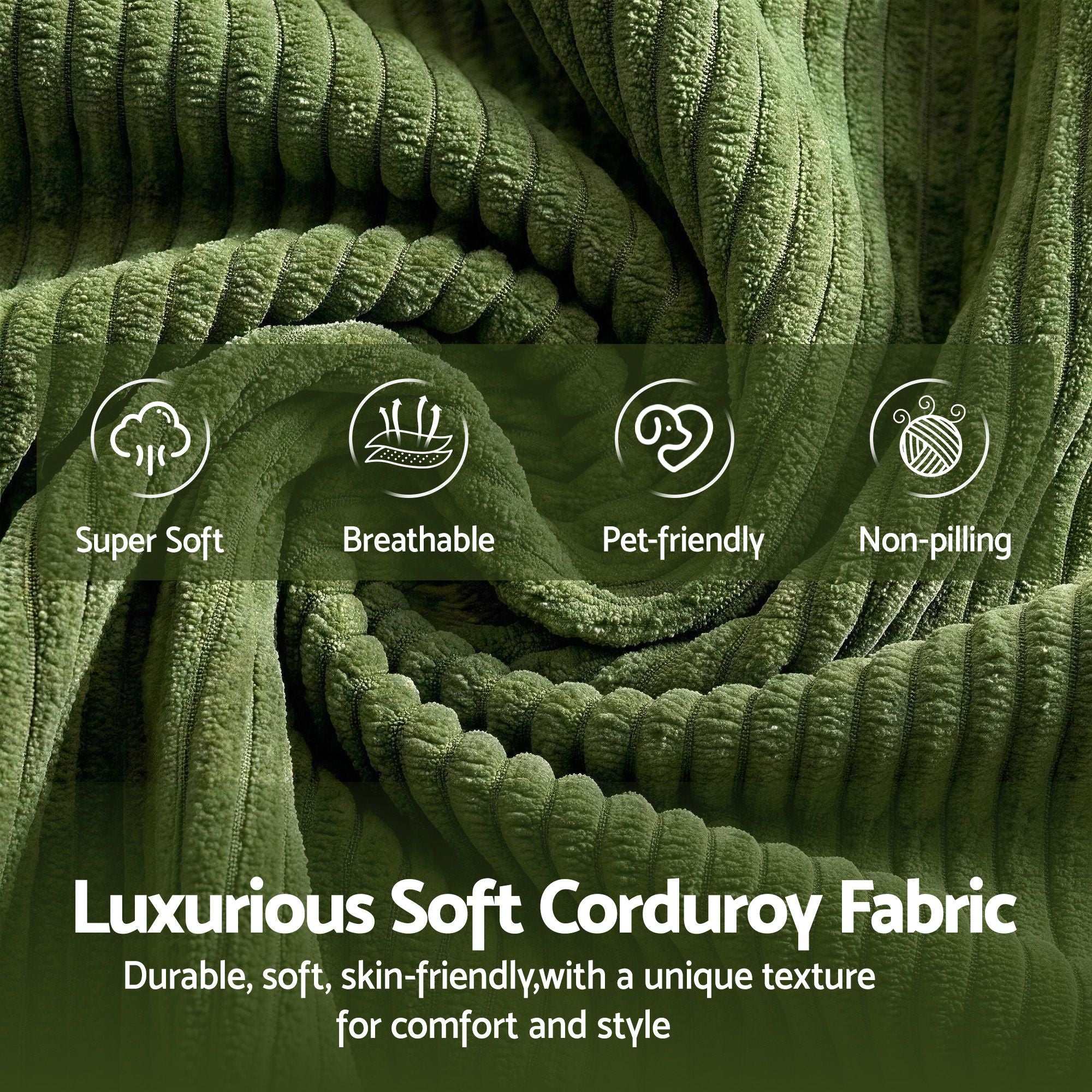 Artiss 300cm Modular Sofa Bed L-Shaped Sectional Boneless Couch - Green