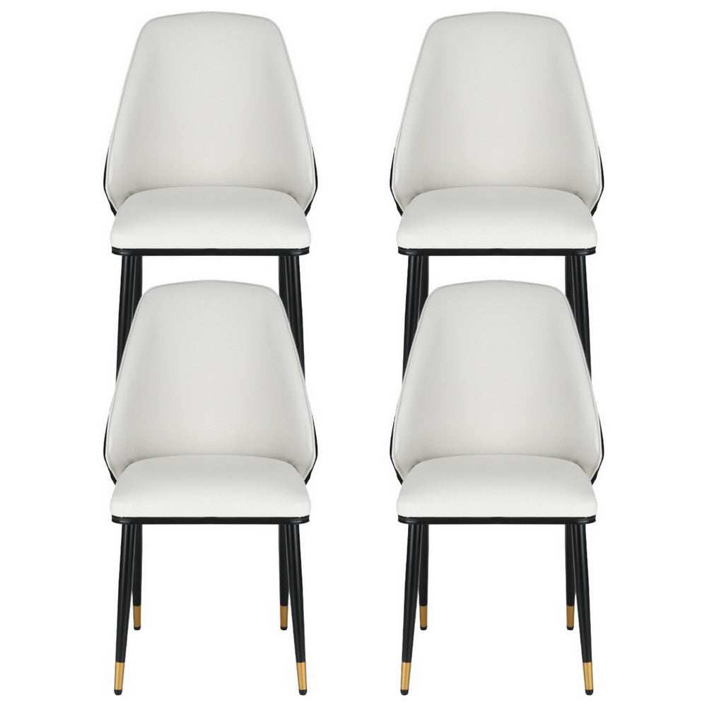 Set of 4 Artiss Dining Chairs with beige PU leather seats and black steel legs.