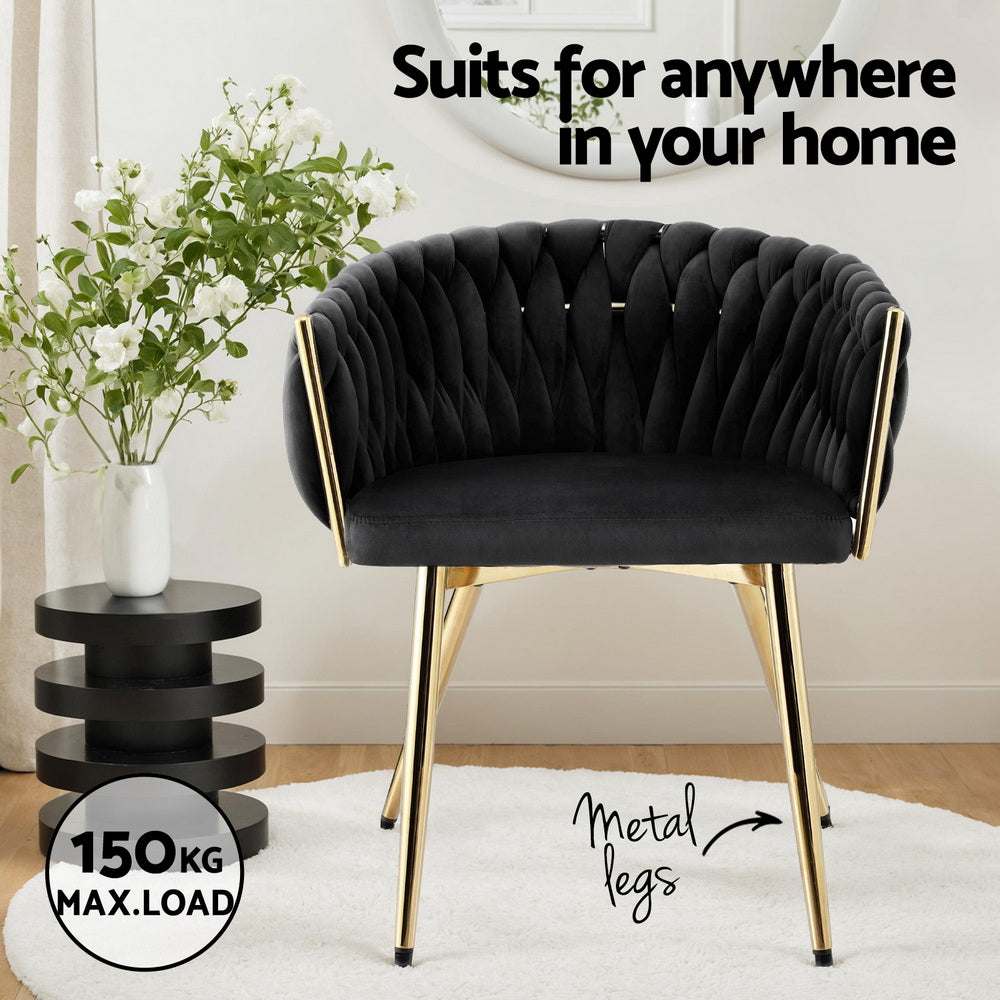 1 Set of 4 Artiss Dining Chairs Velvet Armchair Black