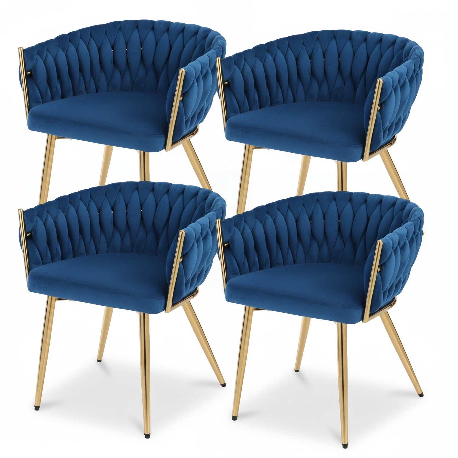 Set of 4 Artiss Dining Chairs Velvet Weaving Armchair Blue