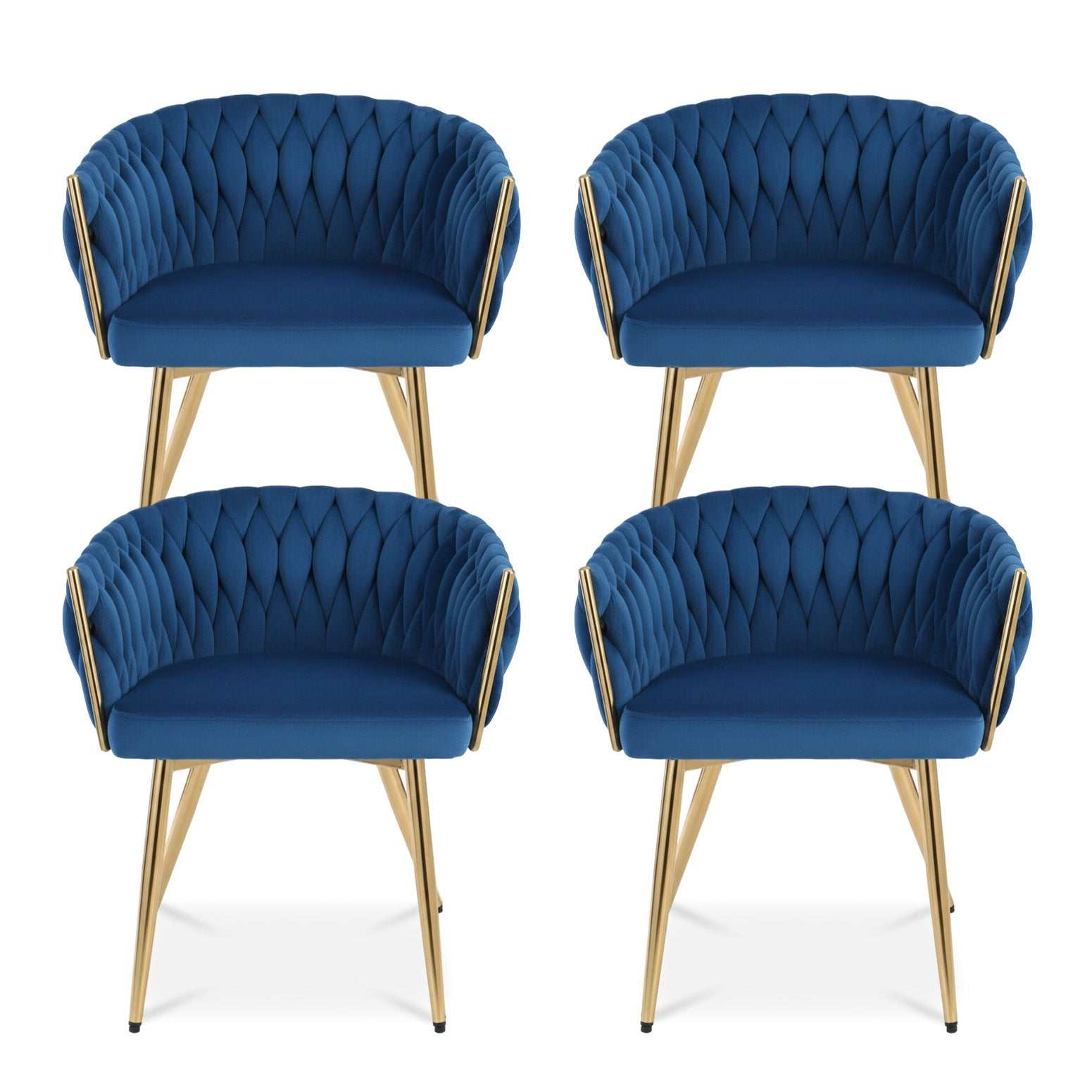 Set of 4 Artiss Dining Chairs Velvet Weaving Armchair Blue