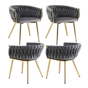 Set of 4 Artiss Dining Chairs Velvet Armchair Grey