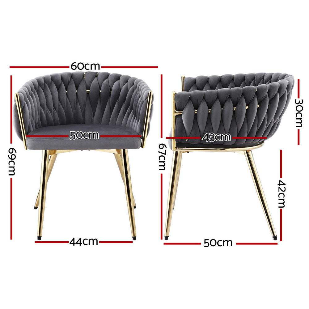 Set of 4 Artiss Dining Chairs Velvet Armchair Grey