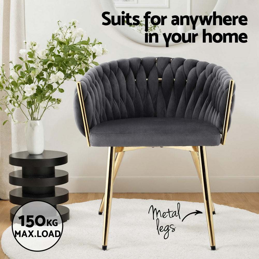 Set of 4 Artiss Dining Chairs Velvet Armchair Grey