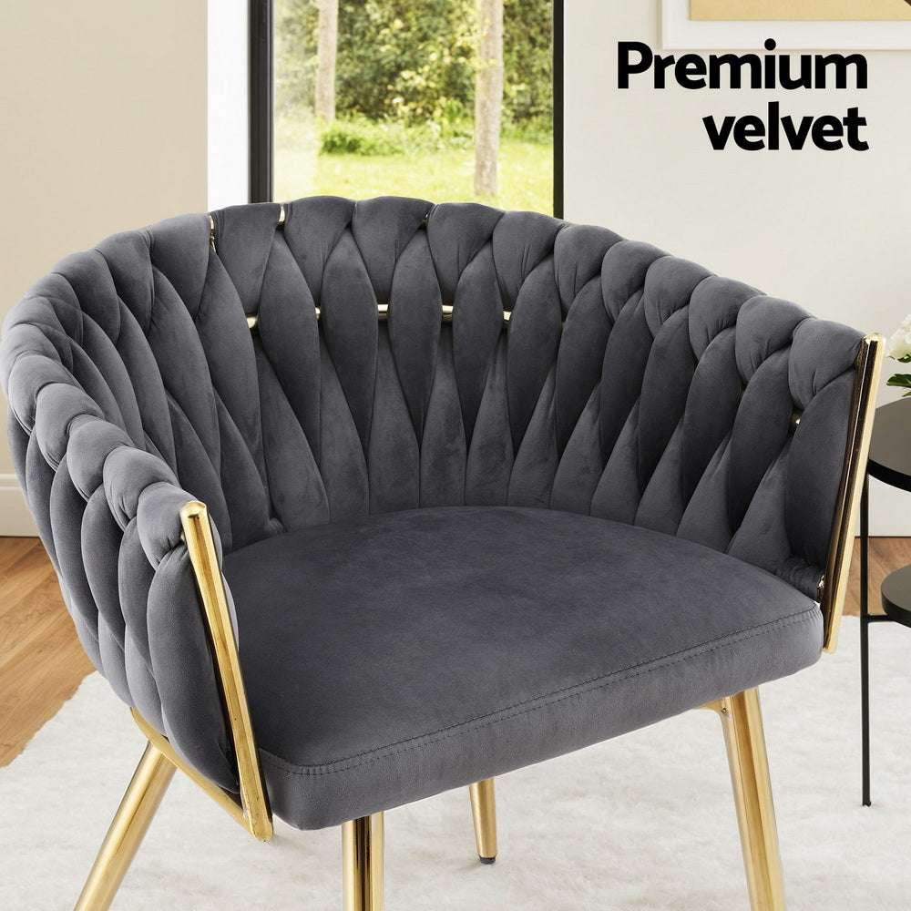 Set of 4 Artiss Dining Chairs Velvet Armchair Grey