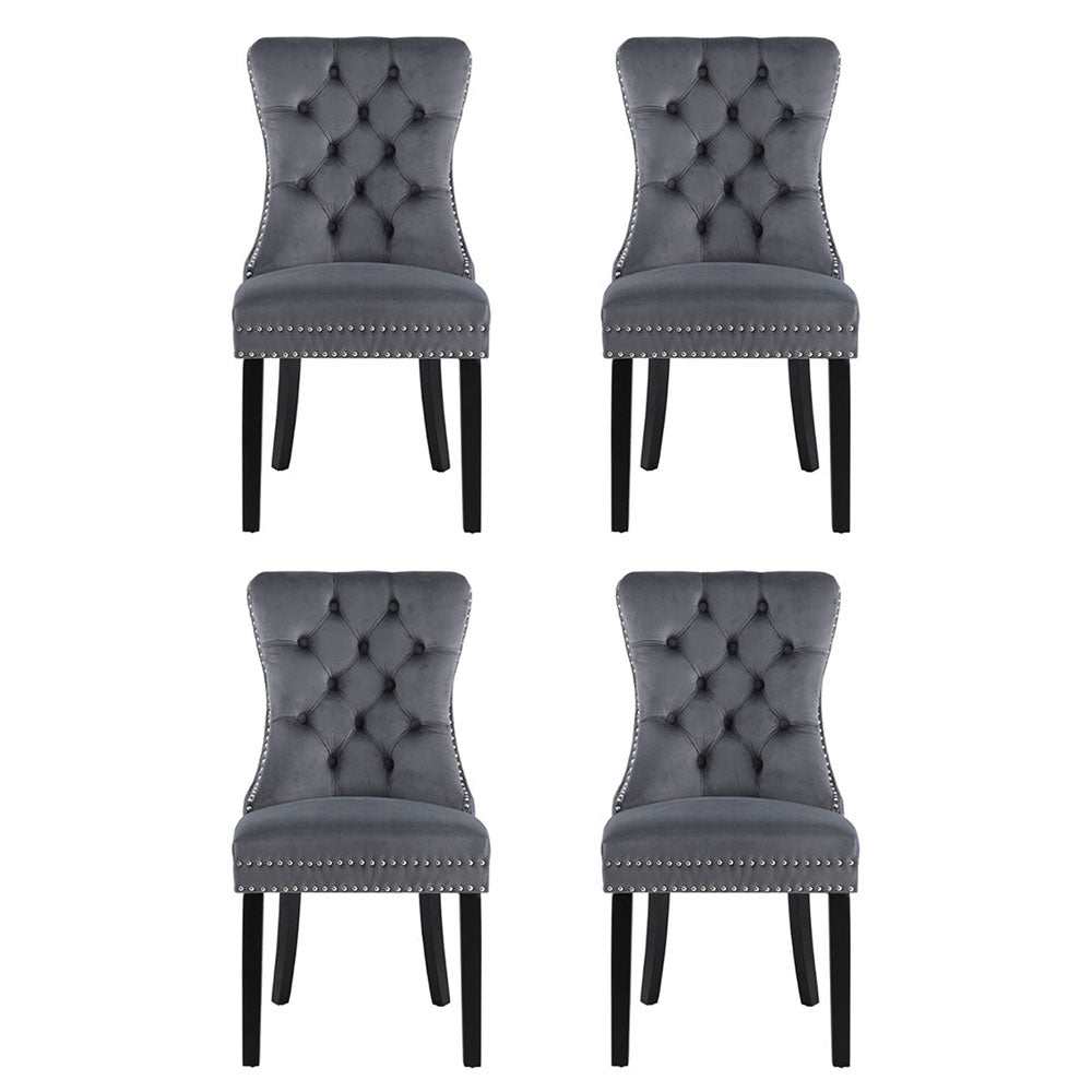 1 Set of 4 Artiss Dining Chairs Grey Velvet