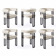 Artiss Dining Chairs Set of 6 Velvet Upholstered Barrel Chairs with Curved Armrests & Back Beige