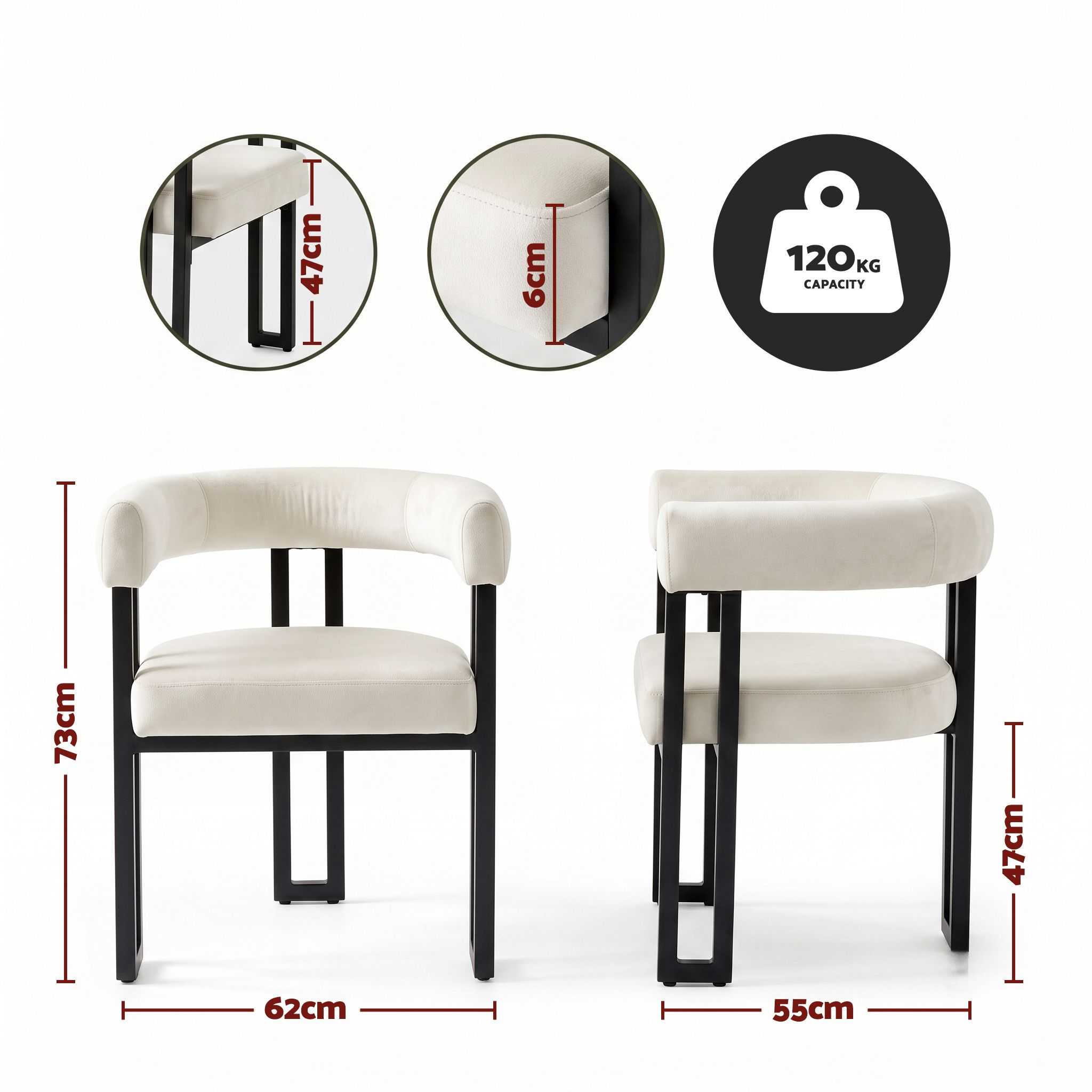 Artiss Dining Chairs Set of 6 Velvet Upholstered Barrel Chairs with Curved Armrests & Back Beige