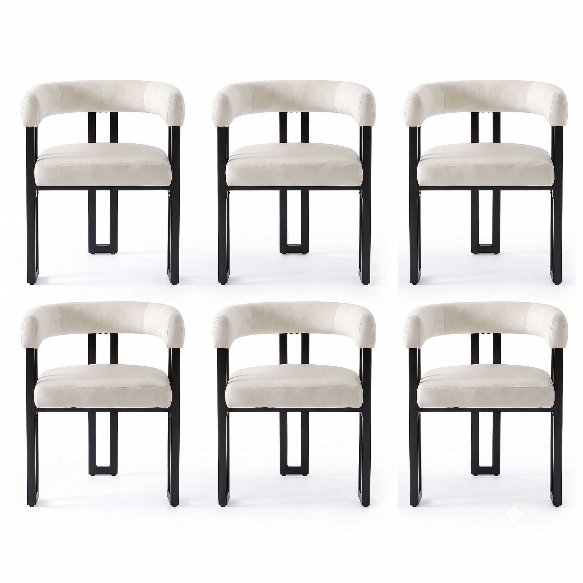 Artiss Dining Chairs Set of 6 Velvet Upholstered Barrel Chairs with Curved Armrests & Back Beige