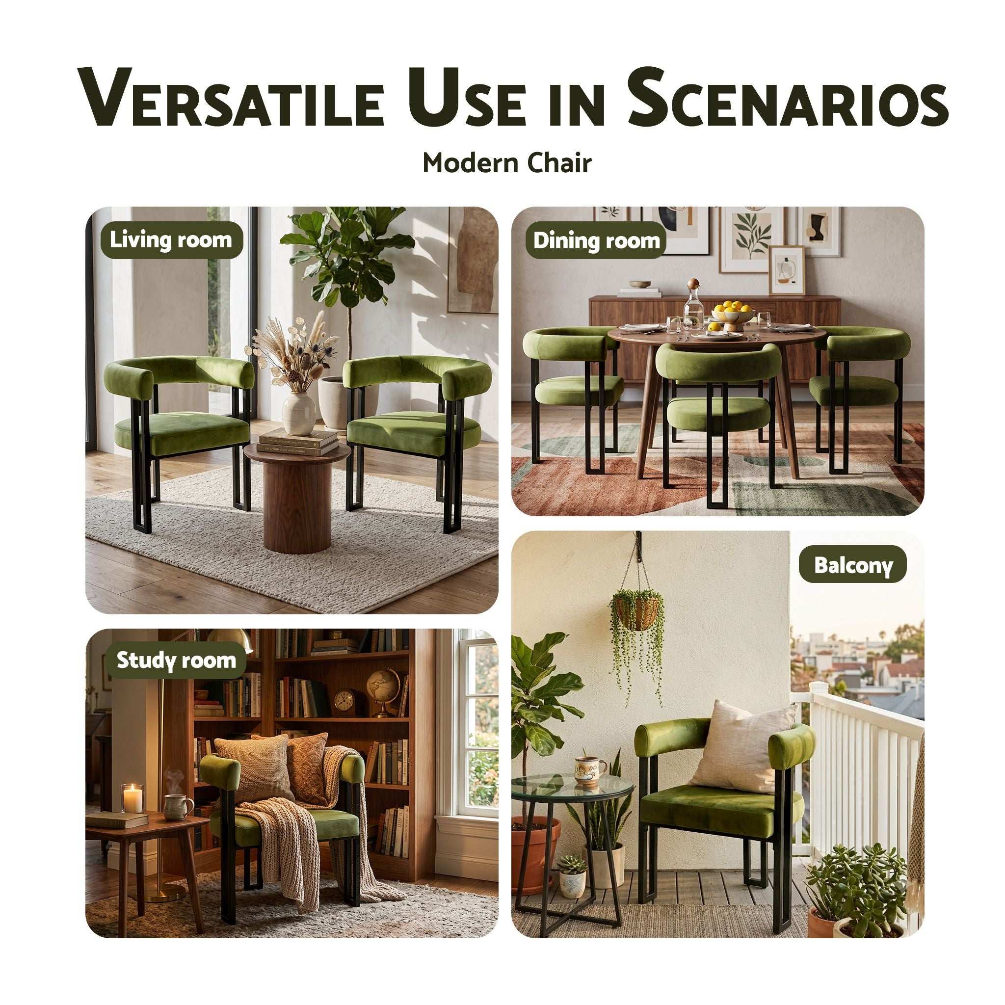 Artiss Dining Chairs Set of 6 Velvet Upholstered Barrel Chairs with Curved Armrests & Back Green