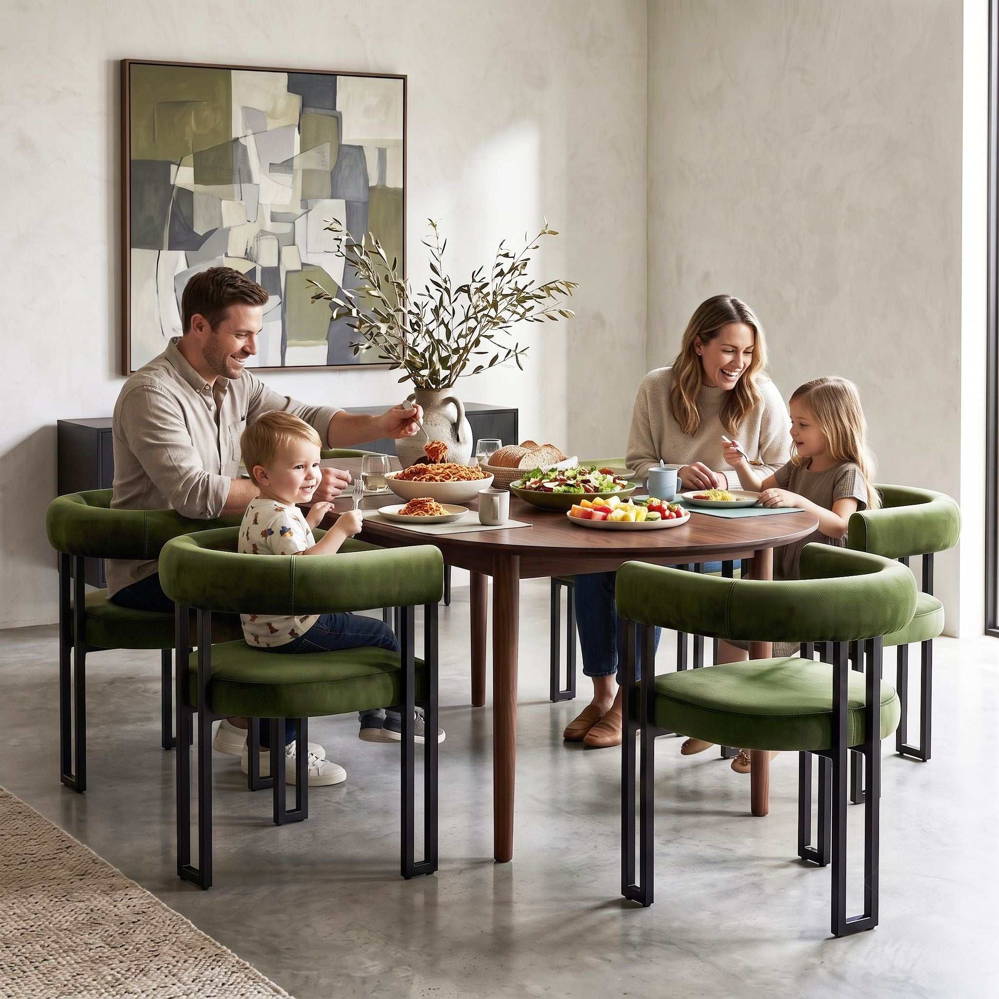 Artiss Dining Chairs Set of 6 Velvet Upholstered Barrel Chairs with Curved Armrests & Back Green