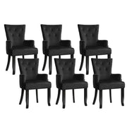 6x Artiss Dining Chairs Velvet French Provincial Armchair Black