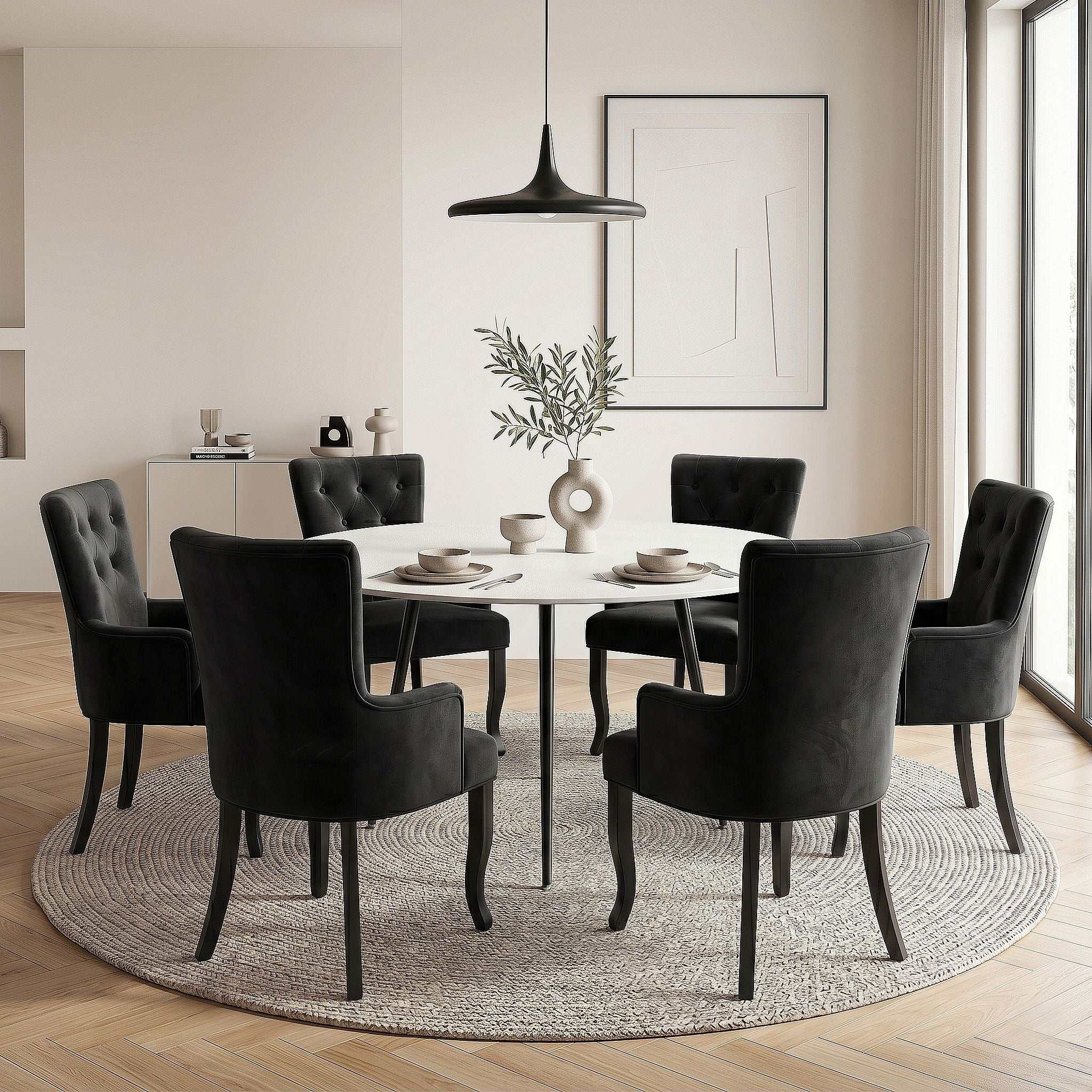 6x Artiss Dining Chairs Velvet French Provincial Armchair Black