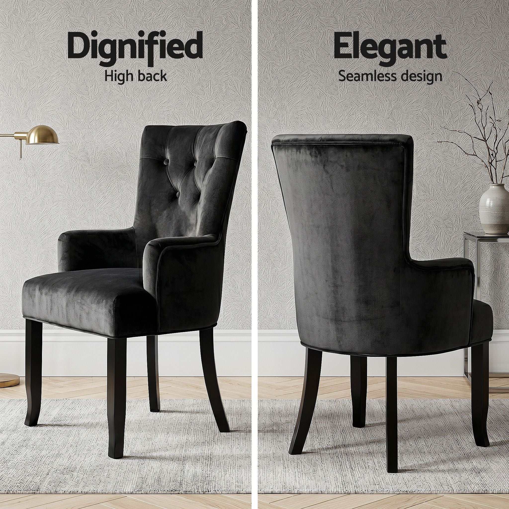 6x Artiss Dining Chairs Velvet French Provincial Armchair Black