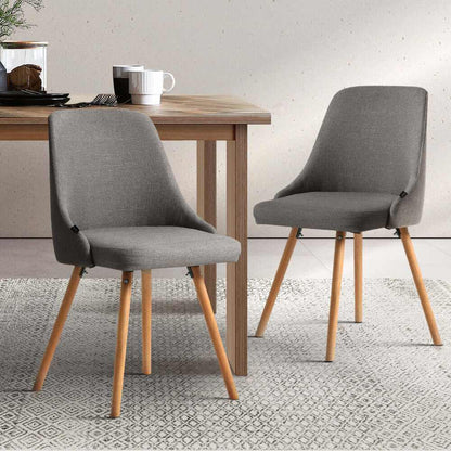 Artiss Fabric Upholstered Dining Chairs Set of 2 - Grey