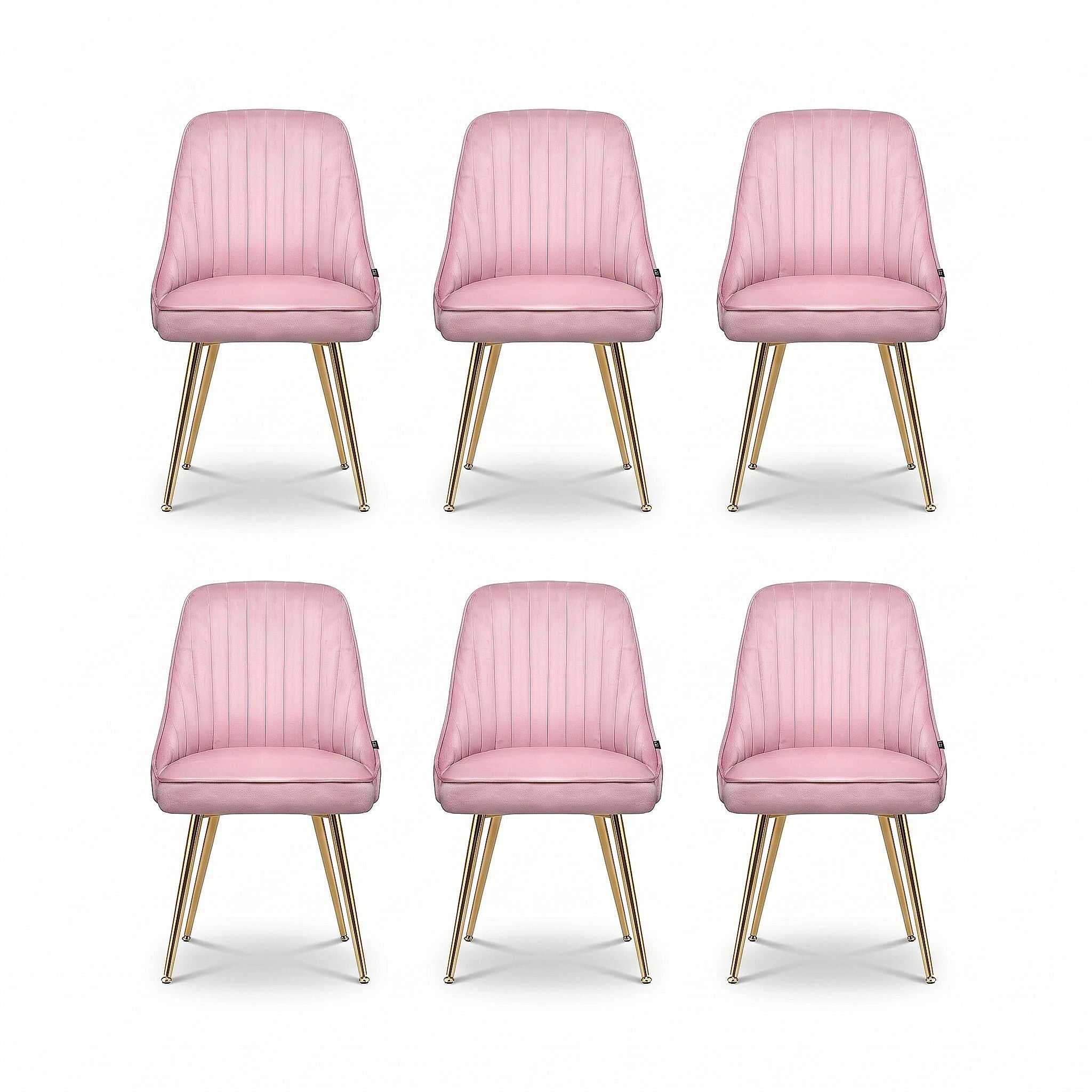 Artiss Dining Chairs Set of 6 Velvet Channel Tufted Pink