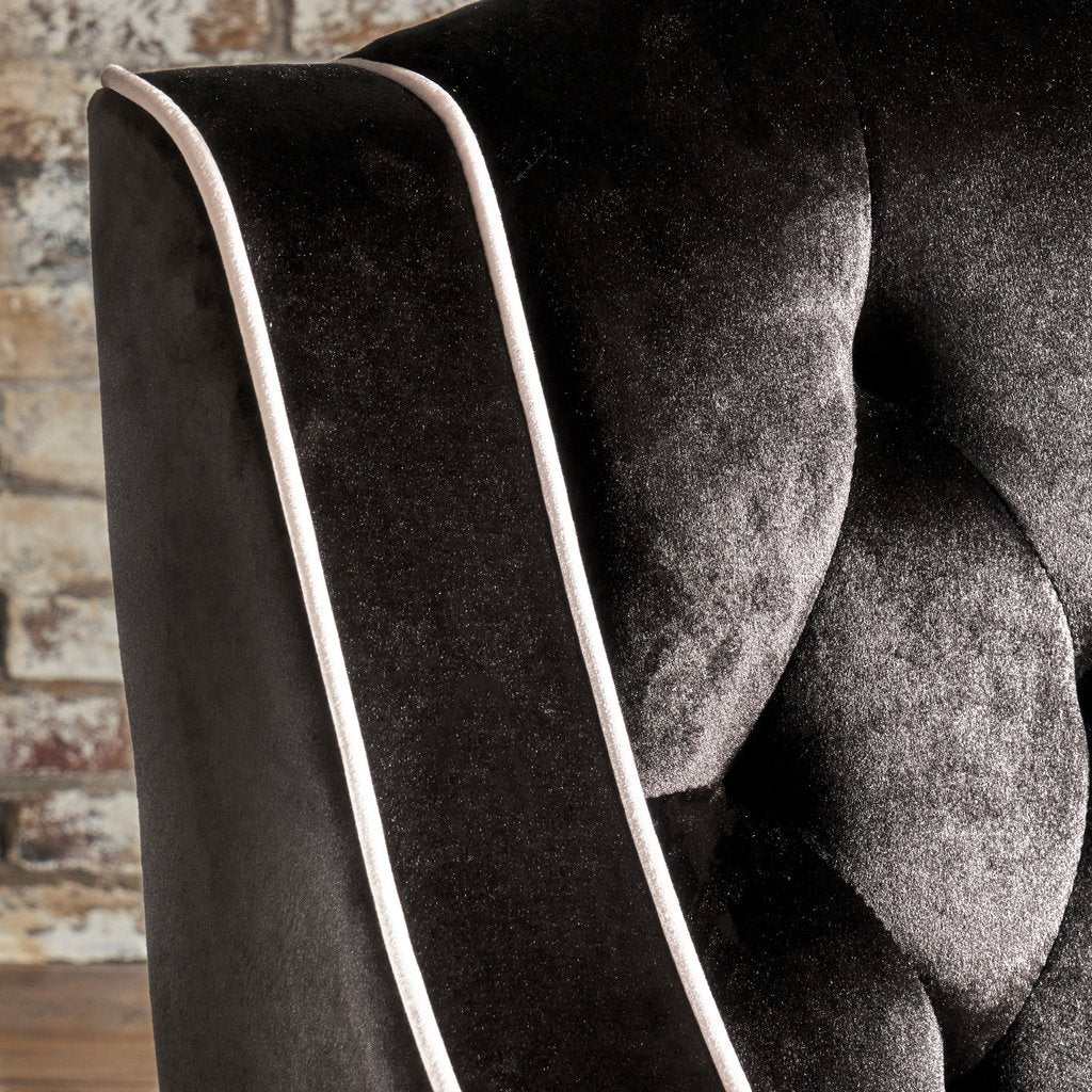 Lara Two Tone Tufted Black New Velvet Club Armchair