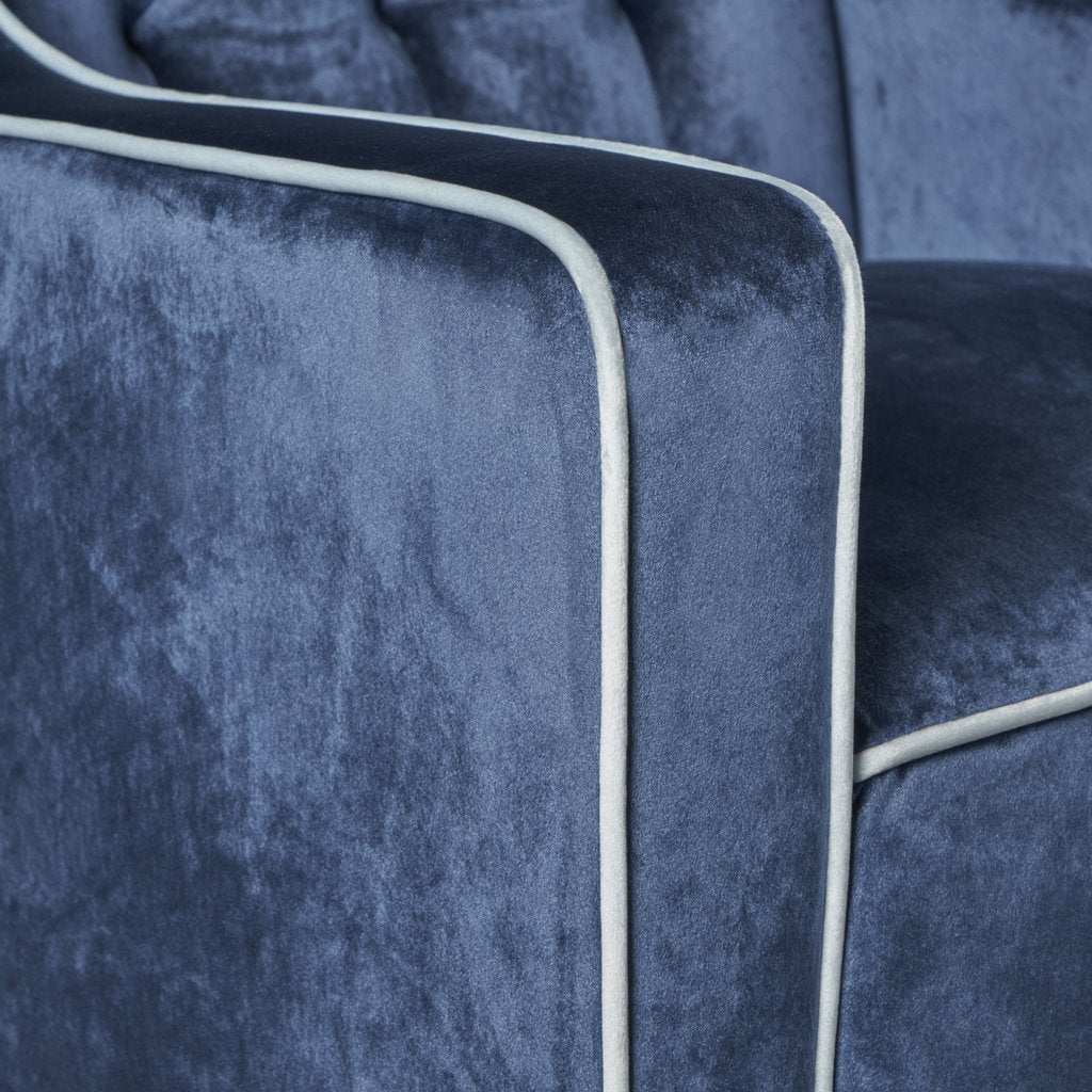 Lara Two Tone Tufted Cobalt New Velvet Club Armchair