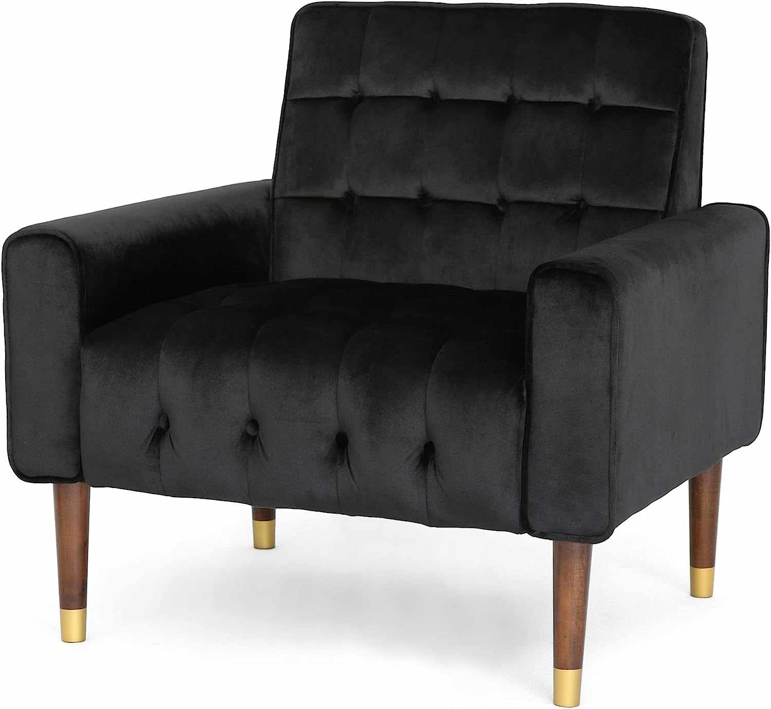 Lewisham Black Tufted Velvet Armchair