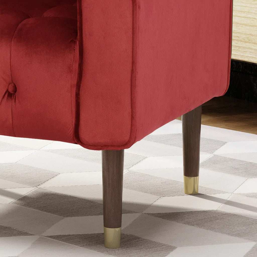 Lewisham Garnet Tufted Velvet Armchair