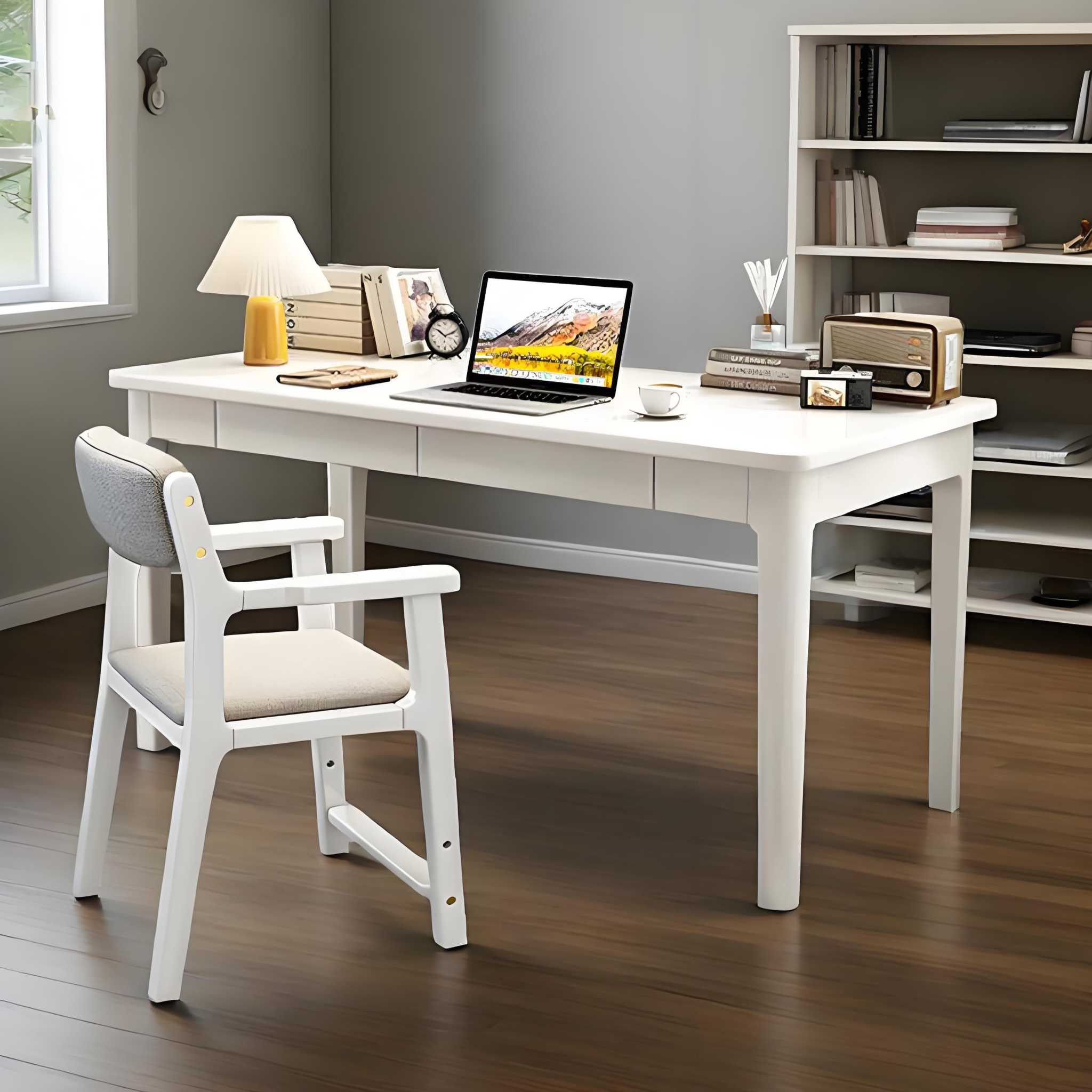 Mitch Solid Wood Study Desk - White