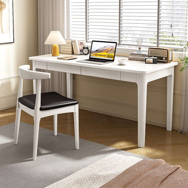 Mitch Solid Wood Study Desk - White