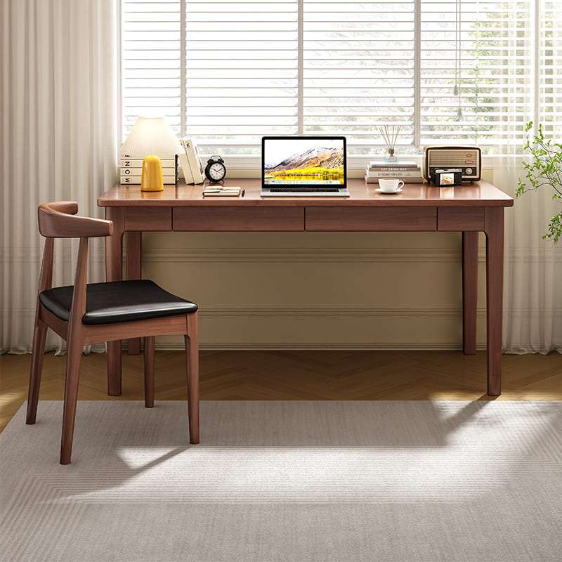 Mitch Solid Wood Study Desk - Walnut