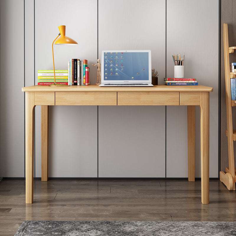 Mitch Solid Wood Study Desk Natural Wood Colour
