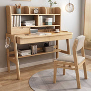 Ave Solid Wood Study Desk with Shelf and Drawers Bookcase - Pink