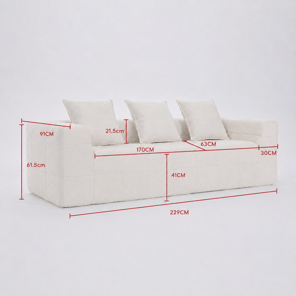 Monda 3 Seater Compressed Sofa