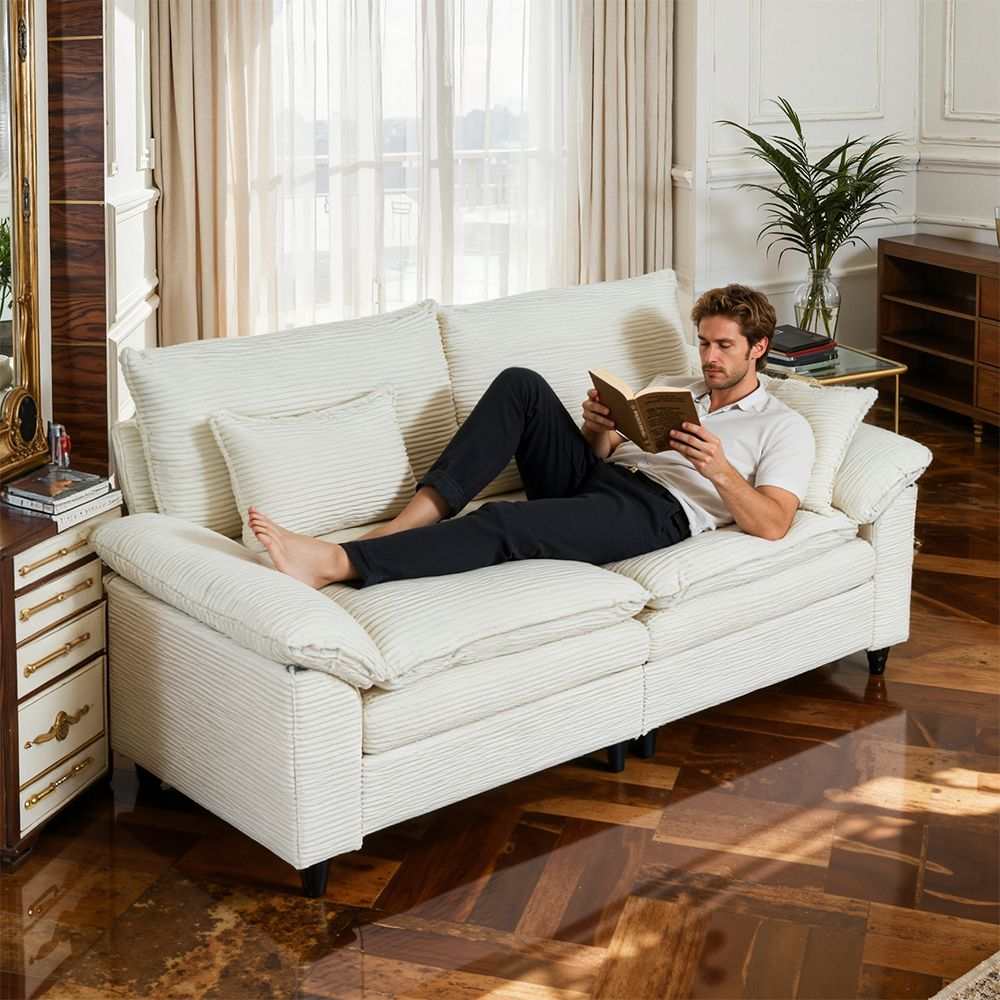 Minimalist-style two-seater sofa, unlocking cozy moments for two - White