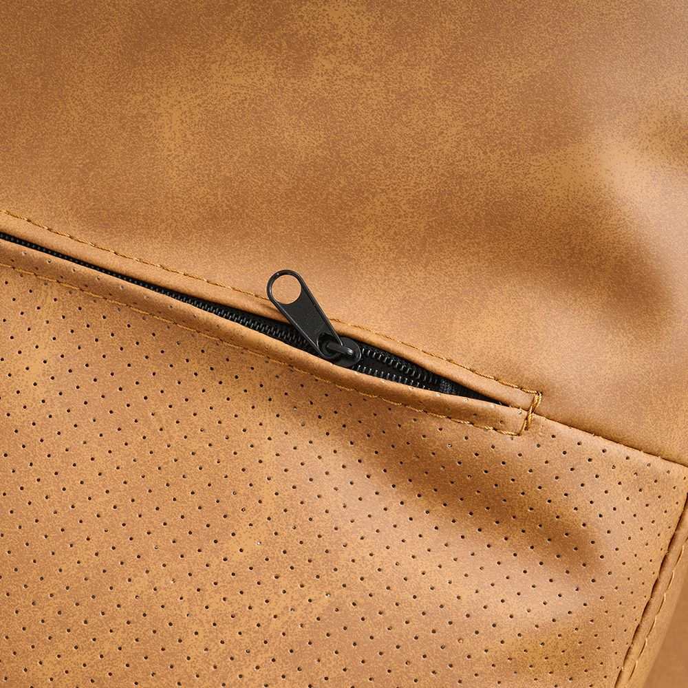 Modern Deep-Seated Sofa, Two-seater, Faux Leather, Brown - Brown PU leather