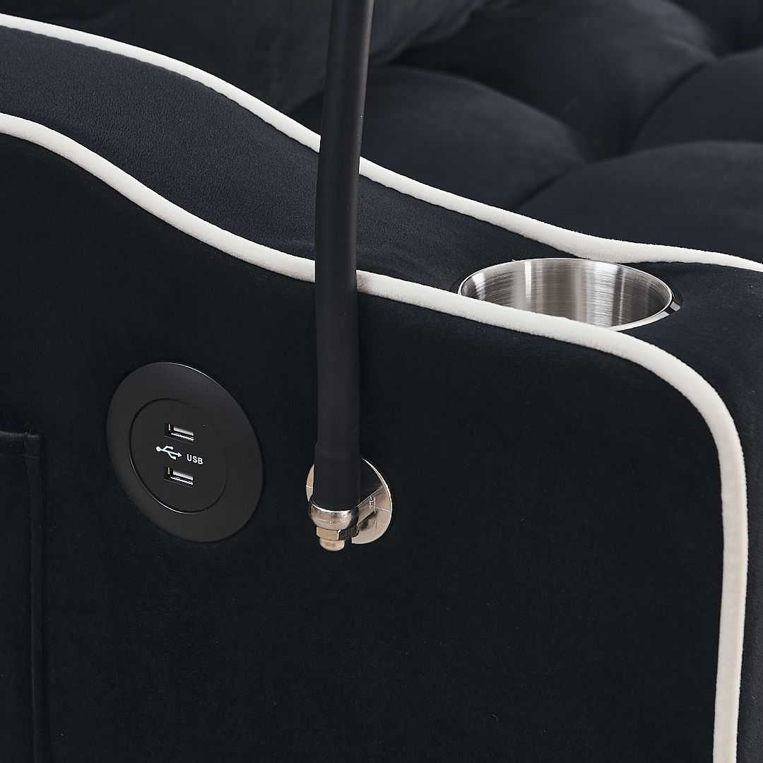 Fashionable Modern and Multi-functional Foldable Velvet Sofa Bed - Black