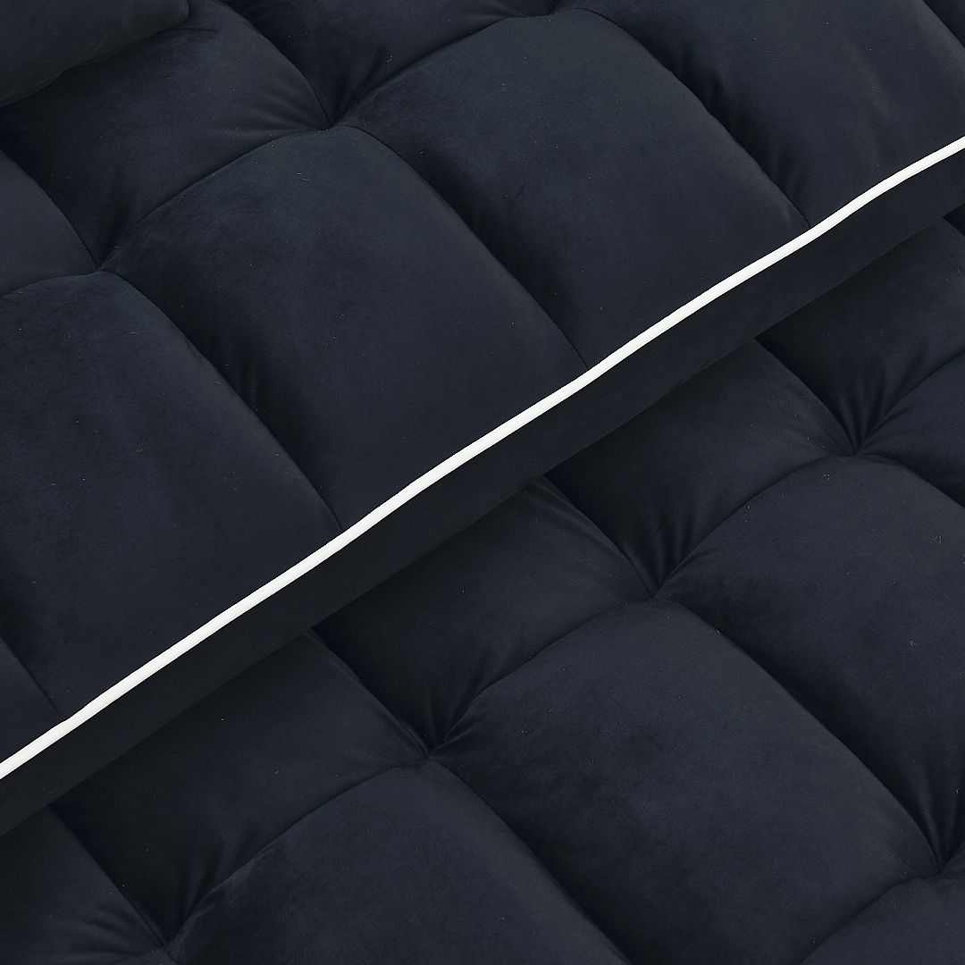 Fashionable Modern and Multi-functional Foldable Velvet Sofa Bed - Black