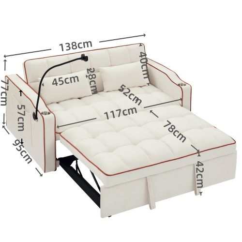 Fashionable Modern and Multi-functional Foldable Velvet Sofa Bed - Black