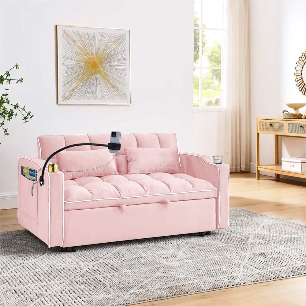Fashionable Modern and Multi-functional Foldable Velvet Sofa Bed - Black